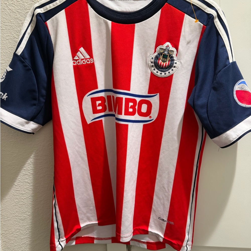adidas Red, White & Navy Kids Soccer Jersey - Chivas Style